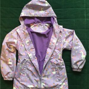 Girls Unicorn Waterproof Jacket – Fleece Lined – Size 8-10 year old